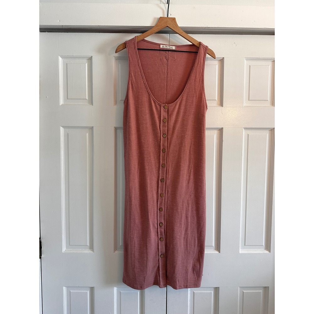 Free People We The Free Ribbed Tank Dress Terracotta Rose Button Front Large